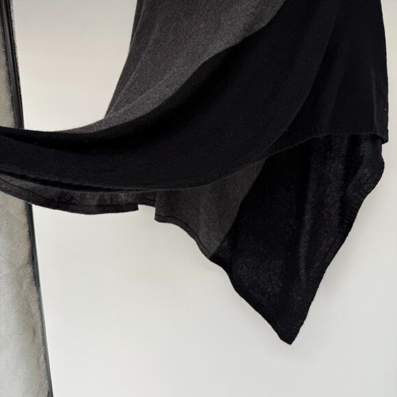 Celeste Wool Cashmere Poncho Sweater Wrap Womens OS Gray Black Colorblock Cozy - Picture 4 of 7